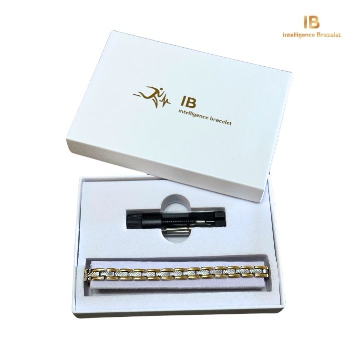 Pulsera IB magnética unisex ajustable, plata y dorada.