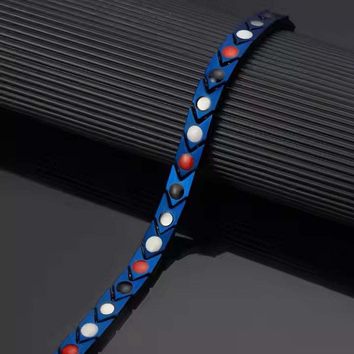 Pulsera IB magnética unisex ajustable azul.