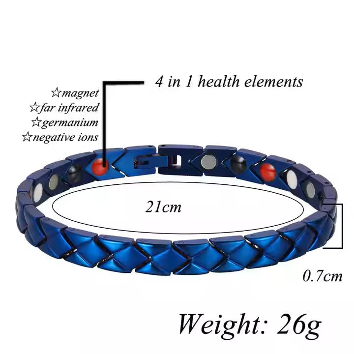 Pulsera IB magnética unisex ajustable azul.