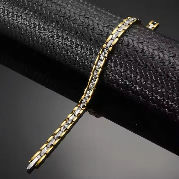 Pulsera IB magnética unisex ajustable, plata y dorada.