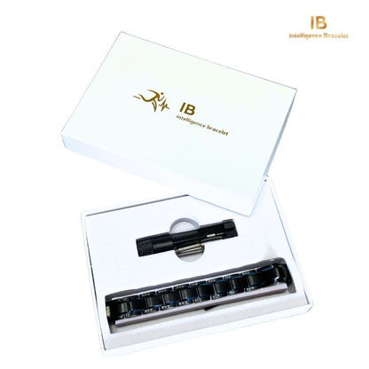 Pulsera IB magnética unisex ajustable azul y negro.