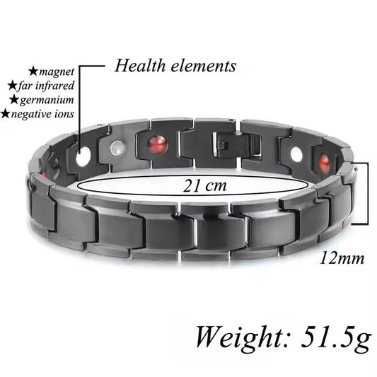 Pulsera magnética negra IB ajustable para hombres