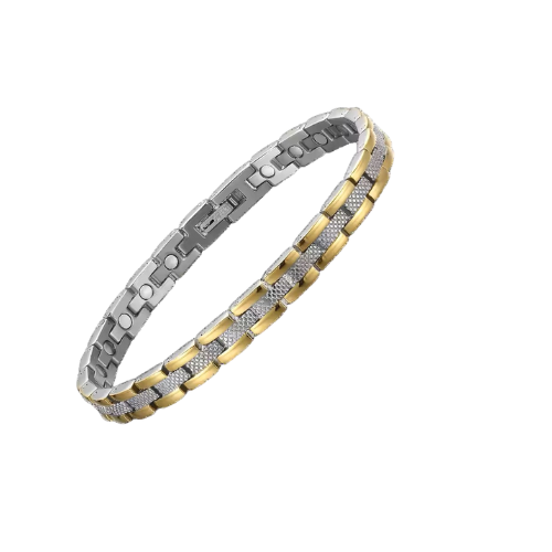 Pulsera IB magnética unisex ajustable, plata y dorada.