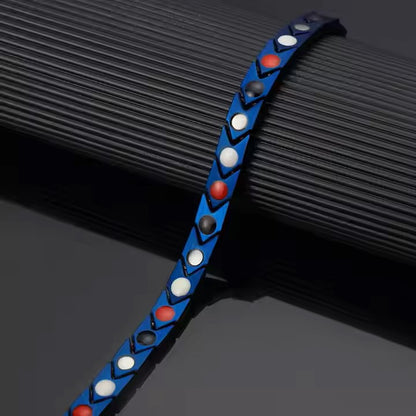 Pulsera IB magnética unisex ajustable azul.