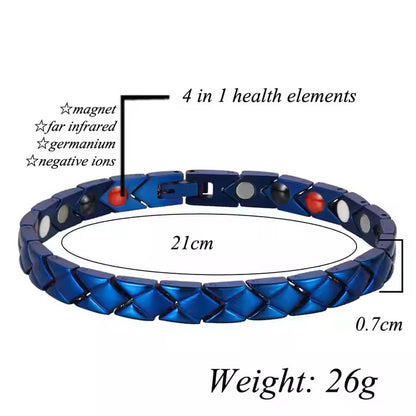 Pulsera IB magnética unisex ajustable azul.