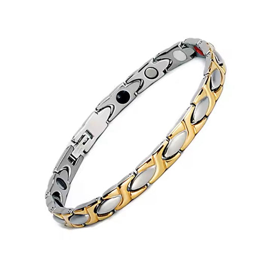 Pulsera IB dorada y plateada Magnética para Mujer.
